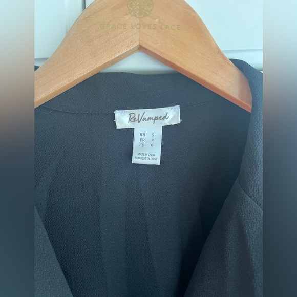 Black Tie Peplum Blouse Dress Shirt - Picture 3 of 3